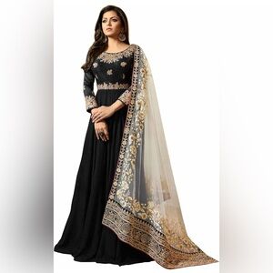 Elegant Black and Gold Embroidered Dress
